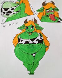 big_breasts breasts chubby cow_print female goblin huge_breasts lj_caffie shortstack sloshing_breasts thick_thighs wide_hips