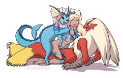 1girls anal anal_sex bikini blaziken blonde_hair breasts clothing double_penetration eeveelution female feral feral_on_bottom feral_on_top feralcatalyst generation_1_pokemon generation_3_pokemon group hair hi_res human interspecies kneeling long_hair male male/female male_pokemon/female_human mammal nintendo open_mouth panties penetration penis pokemon pokemon_(species) pokephilia ponytail pussy sex spread_legs swimwear sydney_(trainer-sydney) trio underwear vaginal_penetration vaporeon zoophilia