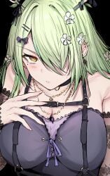 1girls big_breasts ceres_fauna ceres_fauna_(goth_costume) goth hair_over_one_eye hololive hololive_english hololive_english_-council- hololive_english_-promise- large_breasts neutral_expression sakiya virtual_youtuber