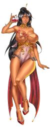 big_breasts dress female harem_heroes hentai_heroes hentai_heroes_character large_breasts long_hair long_legs looking_at_viewer nipples nutaku png ponytail salem_(hentai_heroes) tan_skin thighs tight_clothing topless topless_female transparent_background wine wine_on_breasts