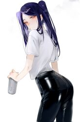 ass big_ass big_butt black_jeans black_pants jeans julianne_stingray purple_hair red_eyes thick_ass tight_clothing tight_pants va-11_hall-a