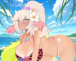 1girls bathing_suit beach big_ass big_breasts chubby_female cow_girl female female_only ganguro indie_virtual_youtuber succuguts succuguts_(character) virtual_youtuber vtuber