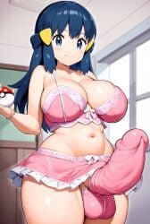 1futa 1futanari ai_generated balls ballsack big_breasts big_cock big_penis blue_eyes blue_hair breasts cock dawn_(pokemon) dickgirl dickgirl_focus dickgirl_only flaccid_cock flaccid_penis futa_focus futa_only futanari huge_cock lingerie lingerie_bra lingerie_panties long_hair looking_at_partner looking_at_viewer penis pokeball pokemon pokemon_dppt school_setting stable_diffusion thedawn_hikari