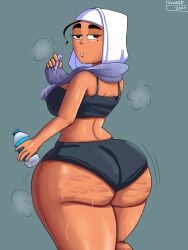 1girls ass big_ass big_butt bottle bottom_heavy bubble_ass bubble_butt cellulite clothing crop_top fat_ass fat_butt female female_only glitch_techs hijab huge_ass huge_butt large_ass large_butt long_hair looking_back musk musk_clouds shorts solo sweat thick_ass thick_thighs tool01k towel wide_hips workout_clothes zahra_rashid