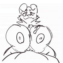 2022 animated anthro anthro_only big_breasts boobjob canine furry furry_only huge_breasts male_pov mammal mammal_humanoid no_sound paizuri pokémon_(species) pokemon pokemon_sm ridgensfw rockruff sketch tagme video wolf