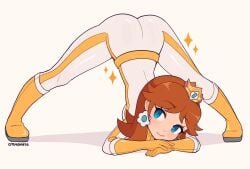 1girl 1girls ass_up biker_clothes bodysuit clothing cremanata jack-o_pose jackochallenge mario_(series) mario_kart princess_daisy solo solo_female solo_focus