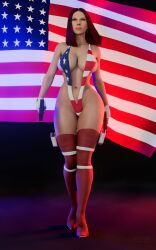 1girls 3d american_flag american_flag_bikini avengers black_widow_(marvel) busty female female_focus female_only hourglass_figure human light-skinned_female light_skin marvel marvel_cinematic_universe marvel_comics natasha_romanoff red_hair scarlett_johansson sling_bikini snoopz solo solo_female tagme wide_hips