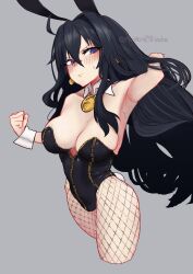 alternate_version_available blush breasts bunny_ears bunny_girl bunny_tail bunnysuit cleavage dronya fishnet_legwear labyrinth_of_refrain large_breasts morotom0shinaba nippon_ichi_software sweat