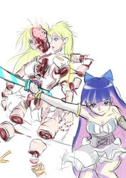 2girls angel cross_section female female_only guro multiple_girls panty_&_stocking_with_garterbelt panty_anarchy sisters slice_'n'_dice sororicide stocking_anarchy sword weapon