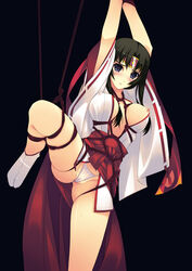 1girls black_hair blue_eyes blush bondage breasts erect_nipples f-ism female female_focus female_human female_only fundoshi hakama highres human human_female human_focus human_only japanese_clothes large_breasts leg_up long_hair miko murakami_suigun nipples panties queen's_blade rope solo solo_female solo_focus sweat tabi tomoe underwear white_fundoshi white_panties