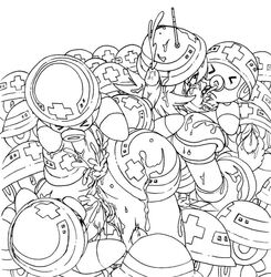 anal empty_(artist) gangbang group_sex mega_man mega_man_x metool monochrome nana_(mega_man) outline penis rape