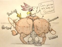 2022 absurd_res ass avian beak bent_over big_butt brown_body brown_fur brown_tail brown_wings butt_smother dialogue drawn duo english_text equid equine face_in_ass feathers female feral friendship_is_magic fur gilda_(mlp) gryphon head_between_buttocks hi_res huge_butt hyper hyper_butt interspecies looking_at_viewer looking_back looking_back_at_viewer male male/female mammal my_little_pony mythological_avian mythology open_beak open_mouth purple_body purple_feathers rear_view simple_background sitting smothering sound_effects speech_bubble tail_tuft text tracer_painter traditional_media_(artwork) tuft white_body white_feathers wings yellow_beak zebra