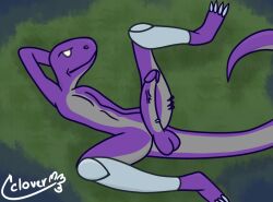 1boy 2023 anthro balls big_balls big_penis cclover digital_media_(artwork) gay glowing_eyes legs legs_apart lemurian male male_only penis purple_skin reptile reptile_humanoid risk_of_rain risk_of_rain_2 spread_legs spreading tagme video_game watermark yaoi