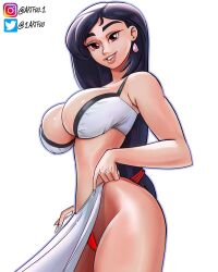 1girls artfoo_1 big_breasts bikini black_hair female female_focus final_fantasy final_fantasy_vii light-skinned_female light_skin long_hair looking_at_viewer smile smiling smiling_at_viewer tifa_lockhart