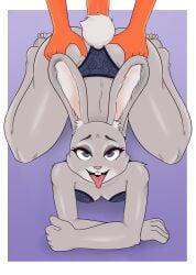 ahe_gao anthro ass big_butt bra dirtyduckart disney female hi_res judy_hopps lagomorph leporid lingerie looking_pleasured male male/female mammal panties rabbit small_breasts solo unseen_male_face zootopia