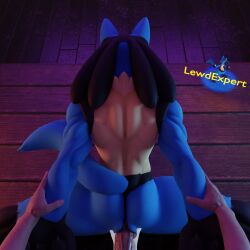 3d ambiguous_gender animated animation anthro blue_fur cum cum_inside from_behind from_behind_position fur furry holding_arms holding_arms_behind_back human human_on_male human_penetrating lewdexpert light-skinned_male lucario male male/ambiguous nintendo no_sound penis pokemon pokemon_(species) pokephilia short_playtime solo_focus tagme tail video