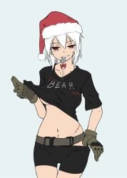 armedshipyard big_boobs escape_from_tarkov santa_hat tagme undressing white_hair