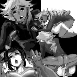 1boy 1girls ambiguous_penetration ass bottomless creepy crying cum_inside demon_boy demon_slayer douma erection fangs female femsub hand_holding holding_hands kimetsu_no_yaiba kochou_shinobu looking_at_another male maledom missionary_position monochrome multiple_views nude_female painting_(artwork) penis rape size_difference squatting tears uncensored violatricolo