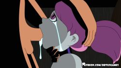 1boy 1girls animated blowjob cum dc face_fuck face_fucking facefuck female jinx_(dc) male ortus1 partial_male saliva tears teen_titans