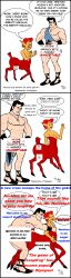 2016 absurd_res age_difference artist_name censored centaur character_name comic duo english_text equid equid_taur gianttoby hercules_(the_mighty_hercules) hi_res humanoid_taur implied_anal_penetration invalid_tag male male/male mammal mammal_taur newton_(the_mighty_hercules) size_difference speech_bubble taur text the_mighty_hercules year