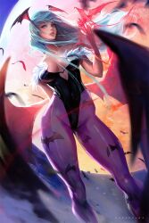 bat bat_wings bats batwings big_breasts breasts child_bearing_hips clothing curvaceous curves curvy curvy_body curvy_female curvy_figure darkstalkers demon_wings green_hair head_wings hips large_breasts legs morrigan_aensland rossdraws small_breasts succubus tagme thick thick_legs thick_thighs turquoise_hair