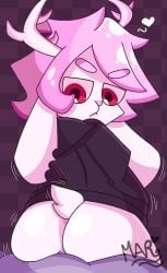 1boy 2022 angry angry_face anthro anthro_only antlers ass_focus back_view bunny bunny_boy bunny_ears bunny_tail cherubiesan furry furry_only fzst pink_fur pink_hair rabbit_boy rabbit_ears rabbit_tail red_eyes tail youtube youtube_hispanic