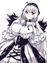 1girls black_clothing black_dress breasts cleavage clothed clothing doll doll_joints dress female goth gothic gothic_lolita long_hair looking_away red_eyes rozen_maiden solo standing suigintou white72169944 white_hair wings