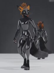 1boy 3d blender_(software) bulge bulge_through_clothing canine canine_genitalia canine_penis fluffy_tail latex latex_clothing latex_suit male male_focus male_only penis render rexouium tight_clothing tight_fit