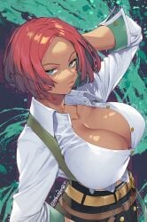 big_breasts brazilian brazilian_female cop curvy dark-skinned_female dark_skin detective female female_only fully_clothed giovanna_(guilty_gear) guilty_gear huge_breasts large_breasts orange_hair tehutehusan