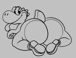 1boy ass big_ass black_and_white bubble_butt colelucario dinosaur drawing drawn huge_ass lowres mario_(series) nintendo shiny_eyes shoes sketch suggestive suggestive_look suggestive_pose tagme tail tanookers tongue tongue_out yoshi