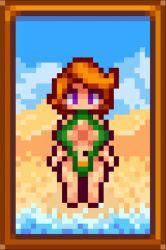 1girls animated big_ass big_breasts cancernia female female_only gif ginger ginger_hair leah_(stardew_valley) long_hair pixel_art sling_bikini solo solo_female stardew_valley swimsuit thick_thighs walking