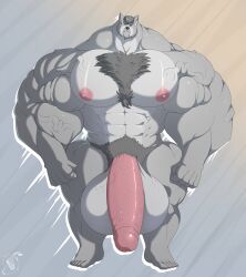 abs angry angry_face anthro banndesal fur furry huge_balls huge_cock huge_muscle huge_muscles huge_pecs huge_testicles hyper_balls hyper_muscle hyper_muscles hyper_penis hyper_testicles looking_at_viewer male male_focus male_only muscle muscles muscular muscular_male nude nude_male penis simple_background solo solo_male testicles upset wide_hips wide_shoulders