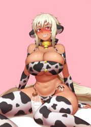 bell_collar belly belly_button big_breasts bikini_bottom blush blushing bottle child_bearing_hips cow_bell cow_bell_collar cow_ears cow_girl cow_print cow_print_armwear cow_print_bikini cow_print_gloves cow_print_legwear cow_print_thighhighs cowbell curvaceous curves curvy curvy_body curvy_female curvy_figure curvy_hips embarrassed huge_breasts large_breasts large_thighs laying_on_floor milk milk_bottle nyxkz oc on_floor original original_character red_eyes revealing_clothes sitting_on_floor sweat sweating sweaty tan_body tan_skin tanned tanned_female tanned_girl tanned_skin thick thick_thighs tummy white_eyebrows white_eyelashes white_hair wide_hips year_of_the_cow