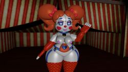 1girls 3d baby_(fnafsl) breasts circus_baby circus_baby_(fnaf) female female_only five_nights_at_freddy's five_nights_at_freddy's:_sister_location heart-shaped_pupils nude pussy sexbot_circus_baby solo solo_female waving wide_hips