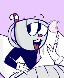 cuphead cuphead_(game) handwear humanoid imminent_oral male manual oral tagme tongue_out