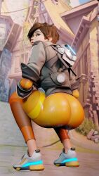 1girls 3d ass big_ass chronal_accelerator clothed clothing female female_focus harness human lena_oxton overwatch overwatch_2 pale_skin pose posing tracer