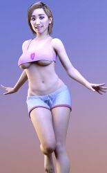 1girls 3d asian asian_female athletic athletic_female bare_midriff brenda_song busty celebrity crop_top female female_focus female_only hourglass_figure kaitlyn_ka navel pinup pinup_pose solo tagme the_quarry underboob vtemp wide_hips