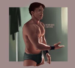 1boy actor big_pecs briefs briefs_only bulge celebrity henriqueilustra human human_only light-skinned_male light_skin male male_only marvel moobs muscular muscular_male pecs peter_parker real_person solo solo_male spider-man spider-man_(series) spider-man_(tom_holland) tom_holland underwear underwear_only