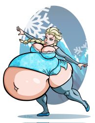 1girls bbw belly big_belly big_breasts breasts cleavage disney elsa_(frozen) fat fat_people_only female frozen_(film) huge_belly ilikapie large_breasts overweight solo_female