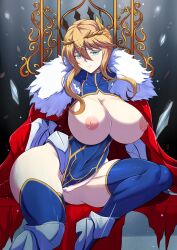 1girls areolae armor armored_boots artoria_pendragon artoria_pendragon_(lancer) blonde_hair breasts breasts_out fate/grand_order fate_(series) female green_eyes jewelry large_breasts leotard leotard_aside nipples pussy seductive torahime