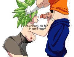 1boy 1girls ass big_ass big_breasts cum cum_on_body dragon_ball female fused fused_sex fusion grabbing_hair kefla legendary_super_saiyan male oral oral_sex sex super_saiyan super_saiyan_2 vegito white_background