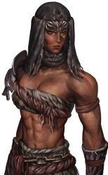 1girls abs big_breasts cleavage dark-skinned_female elden_ring female female_only fromsoftware limb-o muscular muscular_female nepheli_loux solo