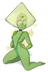 1girls barely_clothed blushmallet breasts cartoon_network cleavage female female_focus female_only gem_(species) green_skin k peridot_(steven_universe) sling_bikini solo solo_female steven_universe