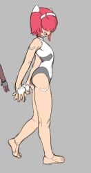 1boy 2022 arched_back bangs clothed clothing color femboy fully_clothed greasymeta hair_over_eyes hairband human humanized leotard light-skinned_male light_skin male male_only red_hair robot_neoanthropinae_polynian shamrock_(polynian) short_hair side_view sketch solo standing wide_hips