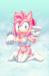 amy_rose cat_keyhole_bra pink_fur pink_hair sif_(artist) sonic_(series) stockings