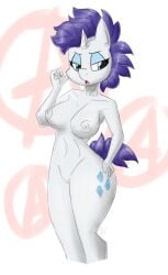 2021 alternate_hairstyle anthro big_breasts blue_eyes breasts collarbone digital_media_(artwork) equid equine eyeshadow female flutterthrash friendship_is_magic genitals hair hasbro hi_res horn humanoid_hands makeup mammal my_little_pony navel nipples punk purple_hair purple_tail pussy short_hair short_tail solo standing sweetie_belle_(mlp) unicorn white_body white_nipples