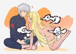 1boy 1boy1girl 1girls all_fours arched_back ass barefoot bent_over black_eyes blonde_female blonde_hair blue_eyes chawantake clothed clothed_male_nude_female clothing facial_markings feet female gender_transformation genderswap_(mtf) grey_hair hatake_kakashi long_hair looking_at_another male male/female naked naruko naruto naruto_(classic) naruto_(series) naruto_shippuden nude nude_female on_all_fours open_mouth pale-skinned_male pale_skin petite rule_63 sexy_no_jutsu shounen_jump silver_hair sitting straight tied_hair toes twintails uzumaki_naruto whisker_markings whiskers yellow_hair