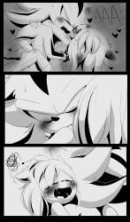 ! amy_rose biting biting_shoulder blood blush closed_eyes comic crying crying_with_eyes_closed ear_blush ears_back furry heart monochrome open_mouth shadic80 shadow_the_hedgehog sonic_(series) sonic_riders sonic_the_hedgehog_(series)