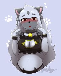 2021 absol alfredlinsh anthro bell blush boob_window cat_bra cat_ears cat_keyhole_bra cat_keyhole_lingerie cat_panties cat_suit catgirl choker cleavage collar cute furry game_freak lingerie long_hair medium_breasts nintendo pokemon pokemon_(species) tagme white_hair yellow_eyes