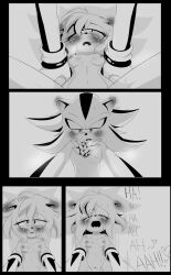 amy_rose blush comic crying crying_with_eyes_closed crying_with_eyes_open dual_pov ear_blush ears_down female_pov femsub furry male_pov maledom monochrome open_clothes pov rape shadic80 shadow_the_hedgehog sonic_(series) sonic_riders sonic_the_hedgehog_(series) sweatdrop taker_pov